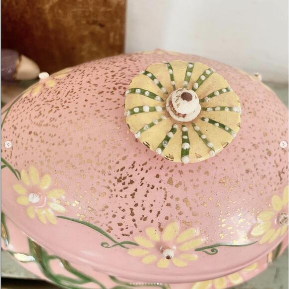 Vintage Easter Bunny Rabbit Statue Figurine Floral Egg Ceramic Atlantic Mold 2pc - Picture 10 of 10